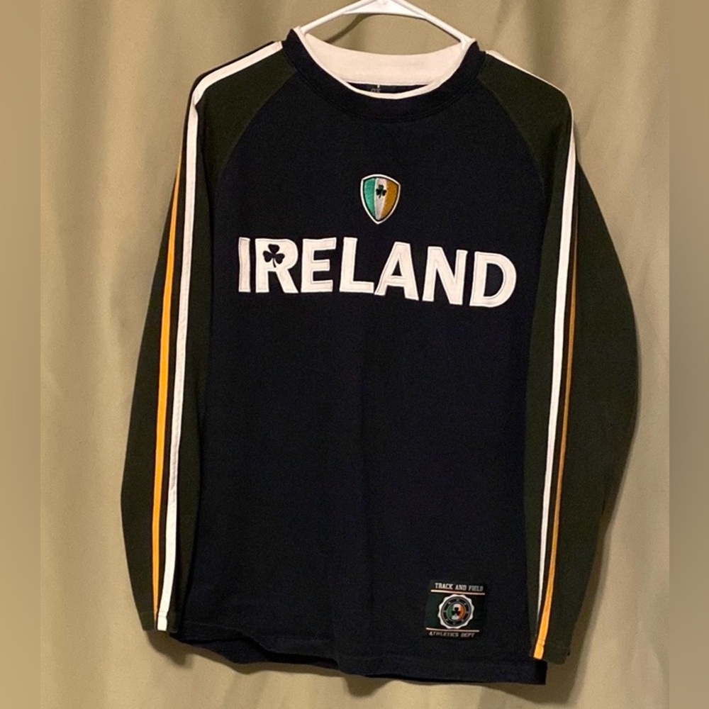 Retro Irish Ireland Track And Field Athletics Dept Double Sleeve Shirt Men’s S